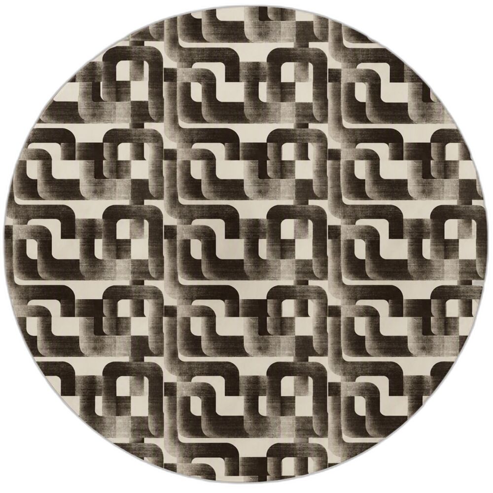 Black Cream Geometric Abstract Round Elastic Edge Waterproof Tablecloth 44" D